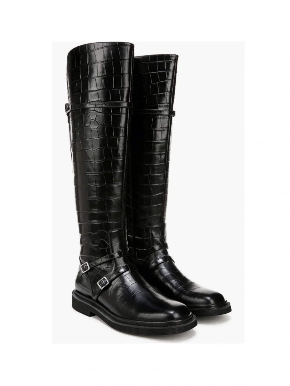 SARTO By Franco Sarto Ainsley Knee High Boot Black Croc Print Women’s Size 5.5